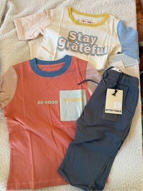 Dot Dot Smile boys 3/4 shirts and pants set New!